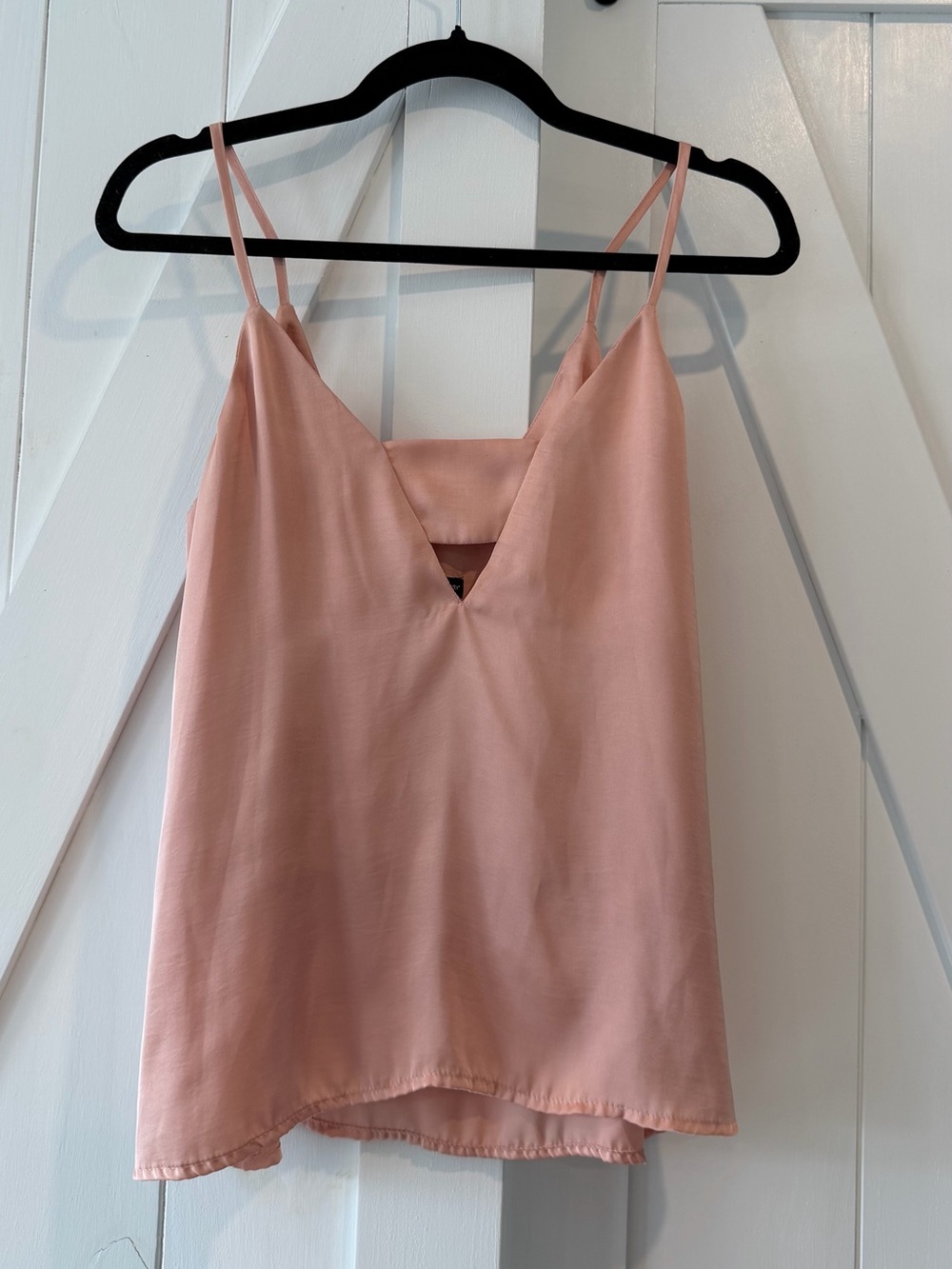 Shinestar Blush Pink Satin V-Neck Cami Tank Top Size Medium